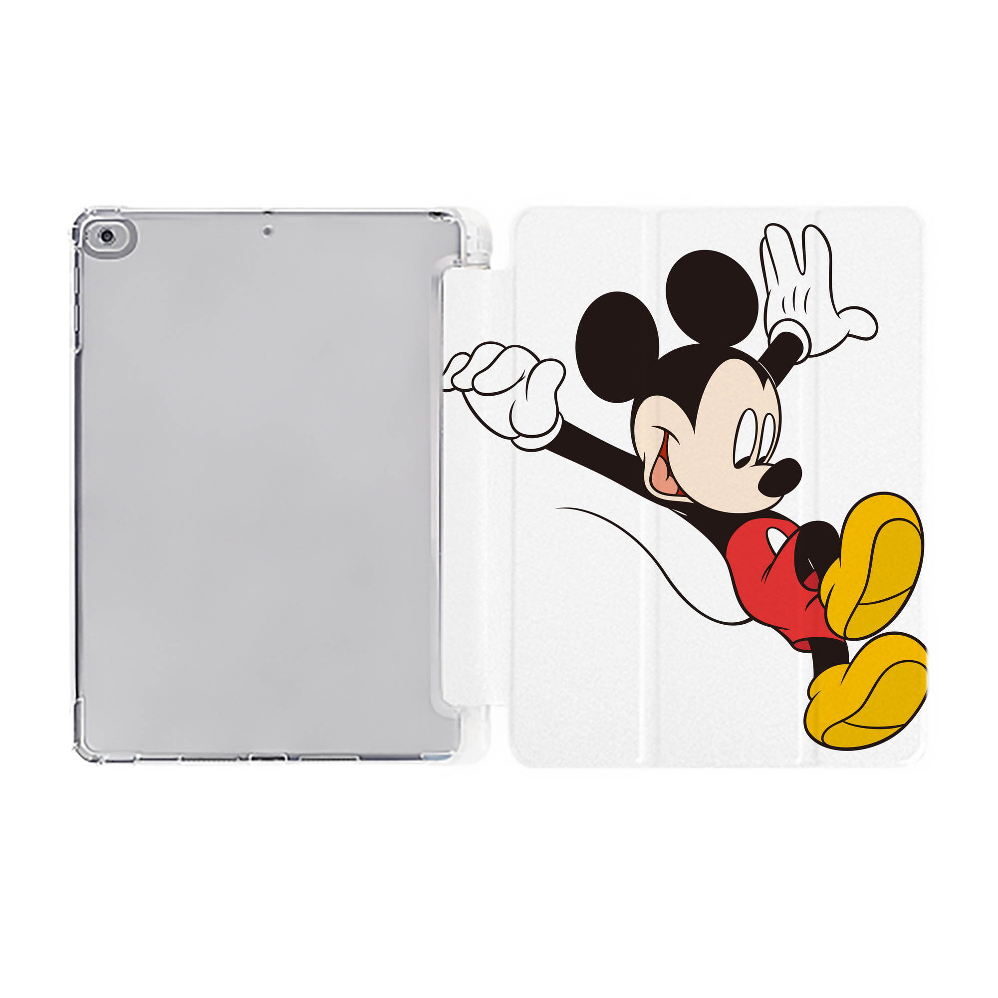 （画像用） ミッキーマウス Mickey Mouse IPad ケース ペン収納付き 三つ折りスタンド PUレザー×シリコン 対応機種9.5/10.5/10.9インチ